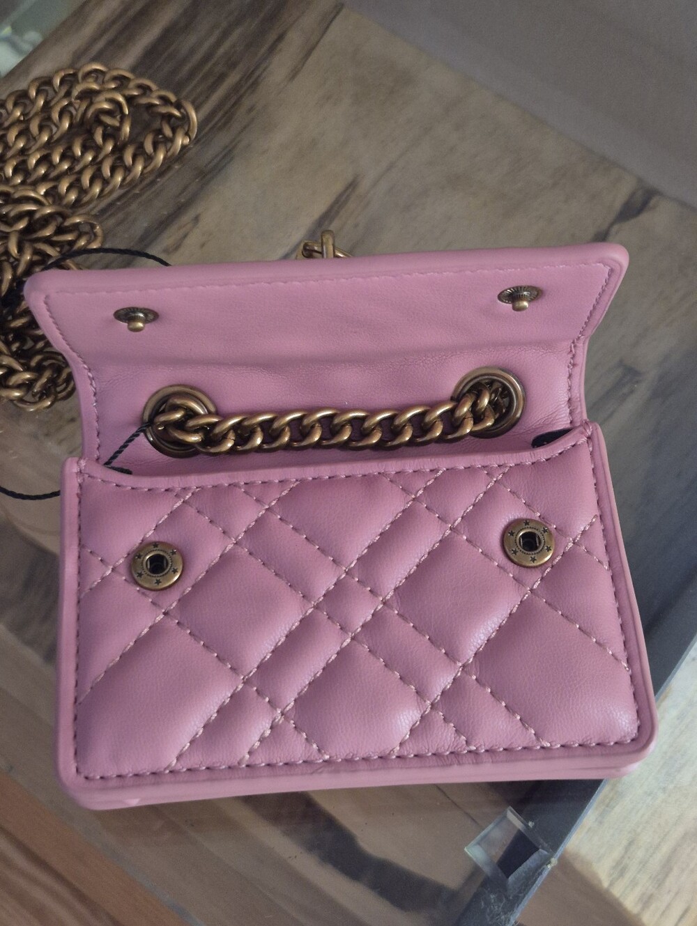 Kurt Geiger London Micro Brixton Shoulder Bag Pink Quilted Crossbody Chain Strap - Picture 2 of 14